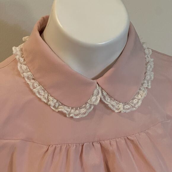 Miu Miu Silk Blouse sz 42 Peter Pan Collar Cottagecore dainty - Picture 9 of 11